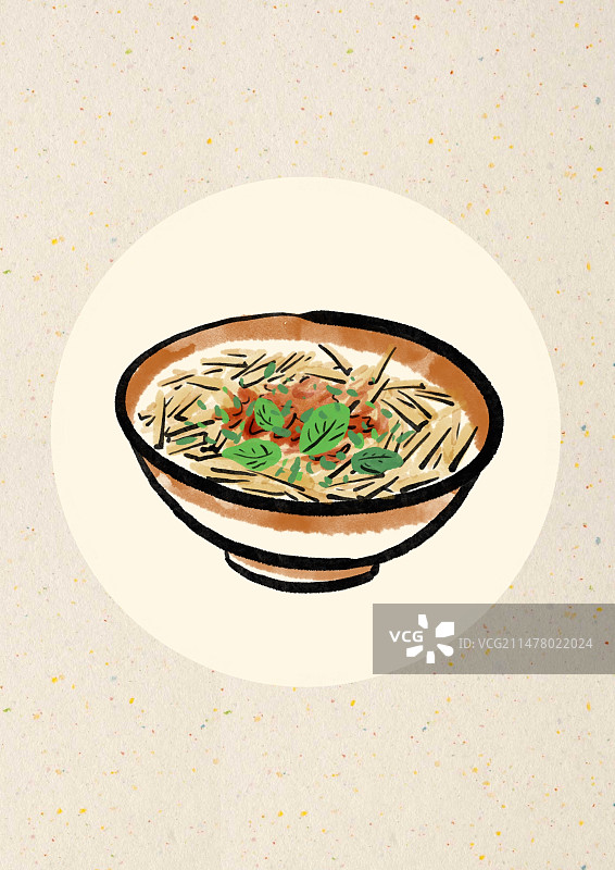 水墨风贵州美食插画-凉拌折耳根图片素材