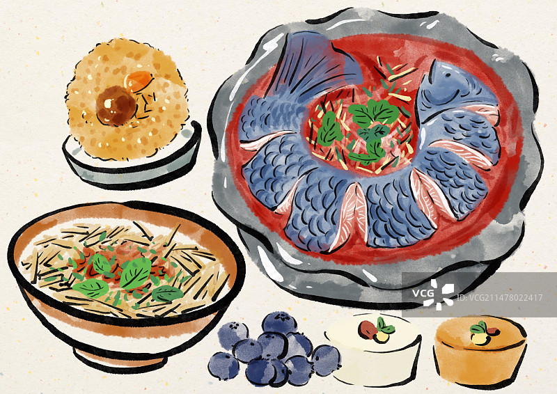 水墨风贵州美食插画图片素材