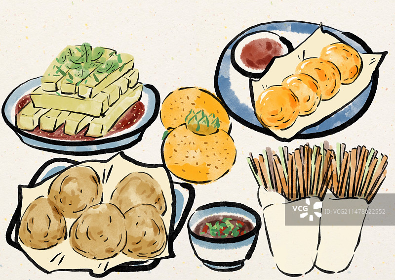 水墨风贵州美食插画图片素材