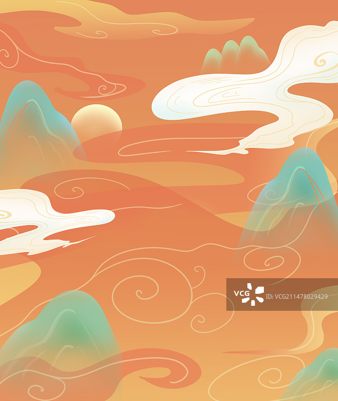 远山祥云背景图片素材