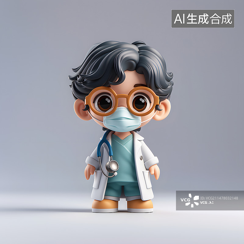 【AI数字艺术】3d小人-医生图片素材