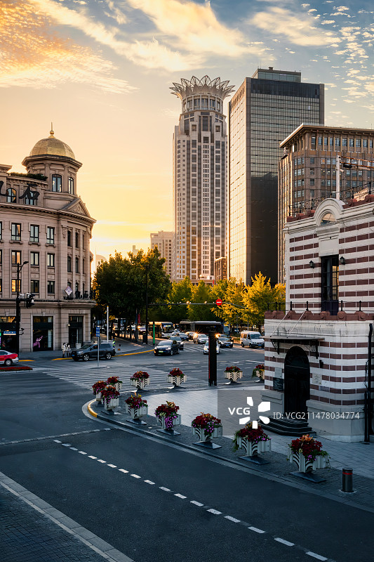 上海街道景色图片素材