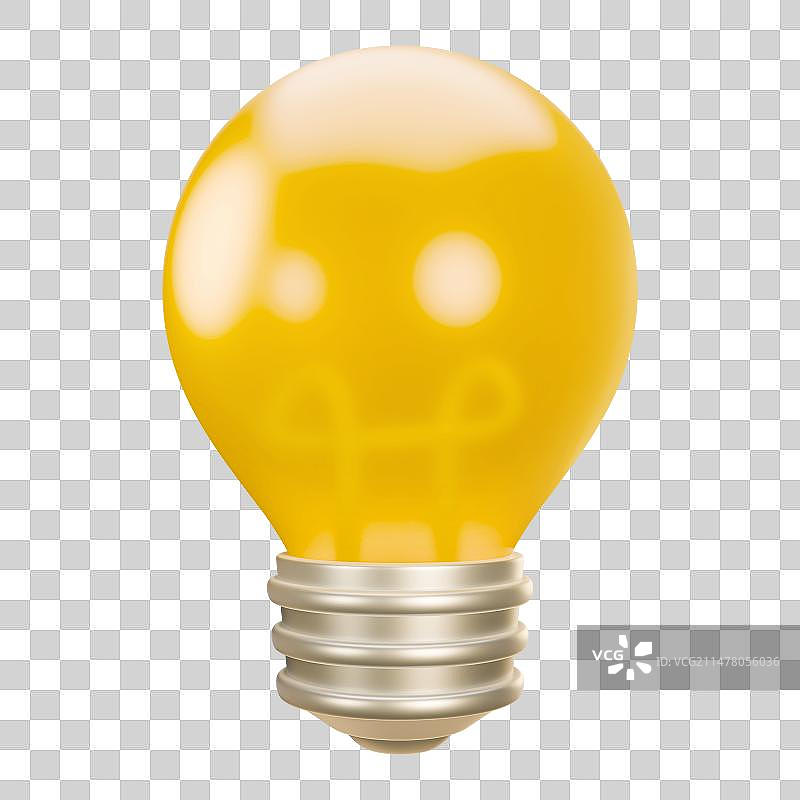 3D立体渲染元素金属灯泡灵感环保图片素材