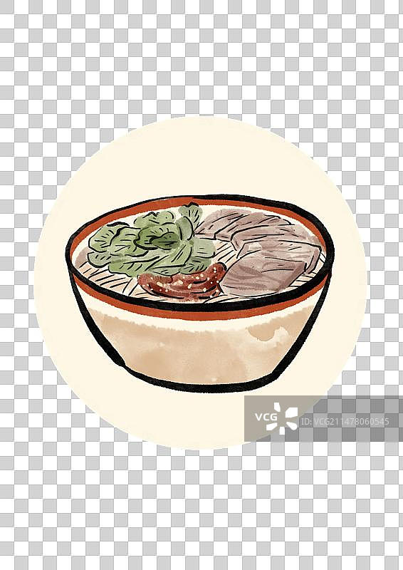 水墨风贵州美食插画元素-花溪牛肉粉图片素材