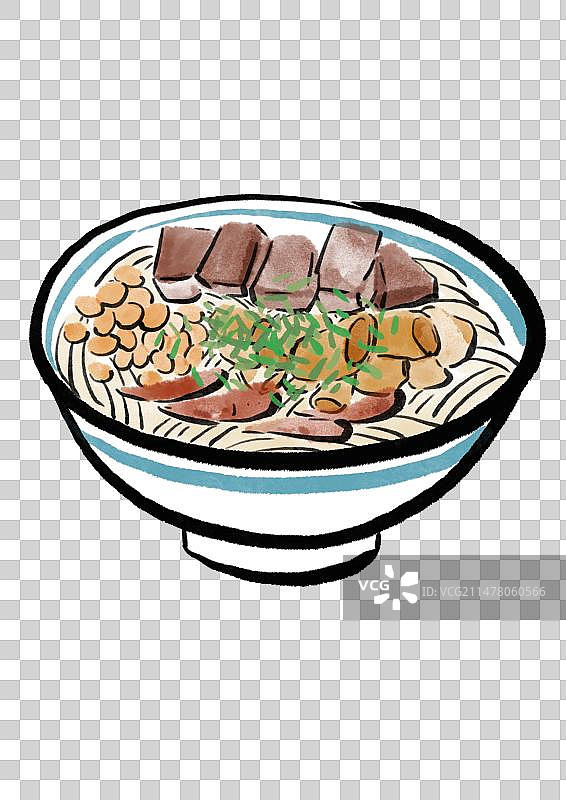 水墨风贵州美食插画元素-肠旺面图片素材