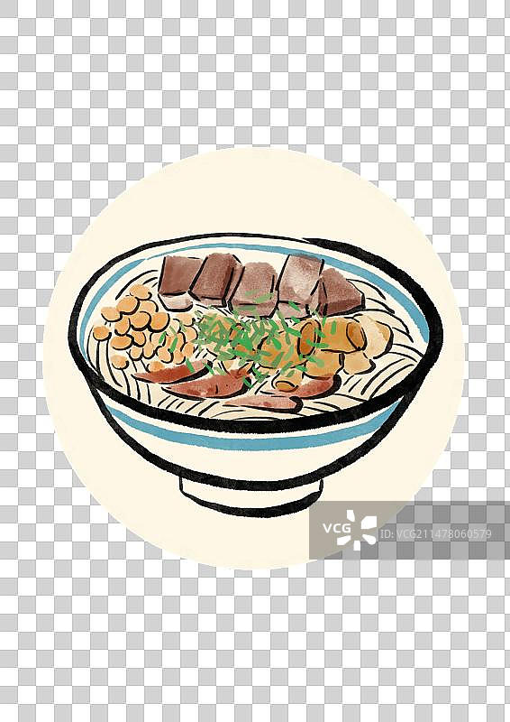 水墨风贵州美食插画元素-肠旺面图片素材