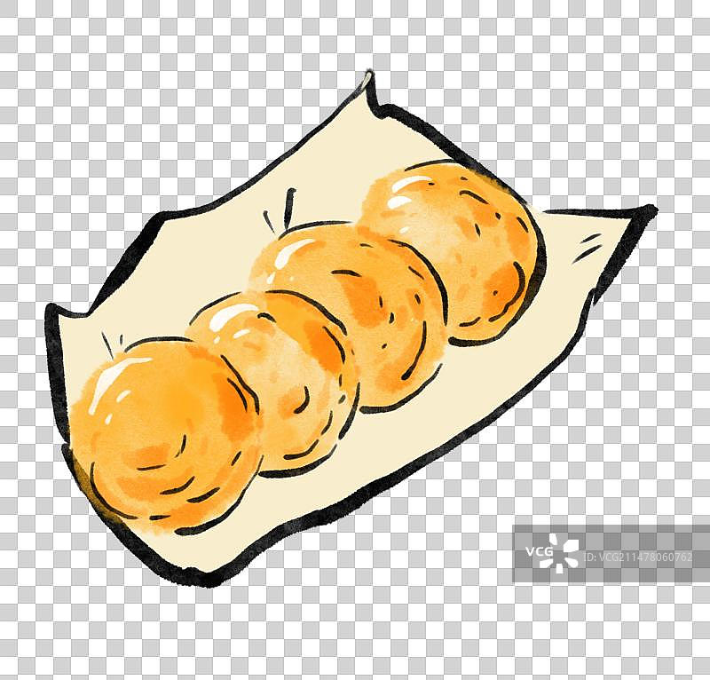 水墨风贵州美食插画元素-洋芋粑粑图片素材