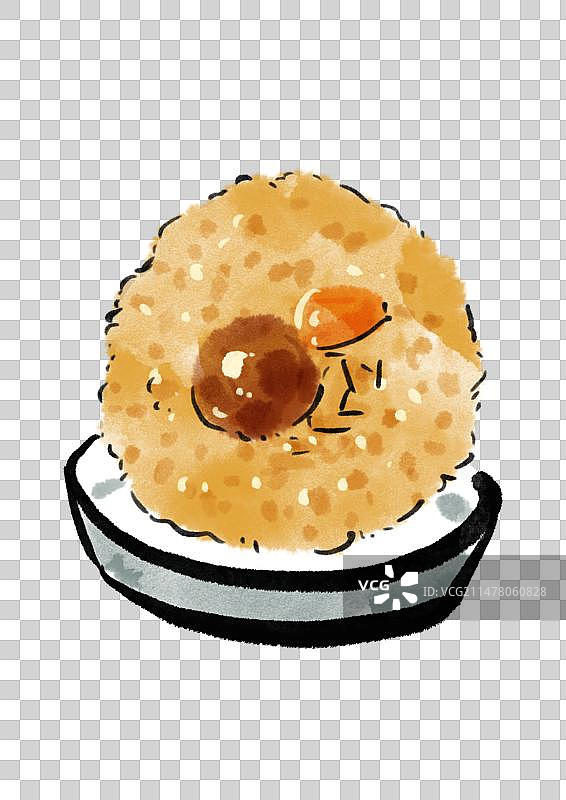 水墨风贵州美食插画元素-糯米饭图片素材