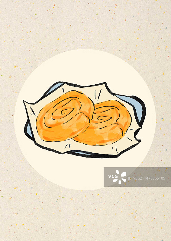 水墨风云南美食插画-摩登粑粑图片素材