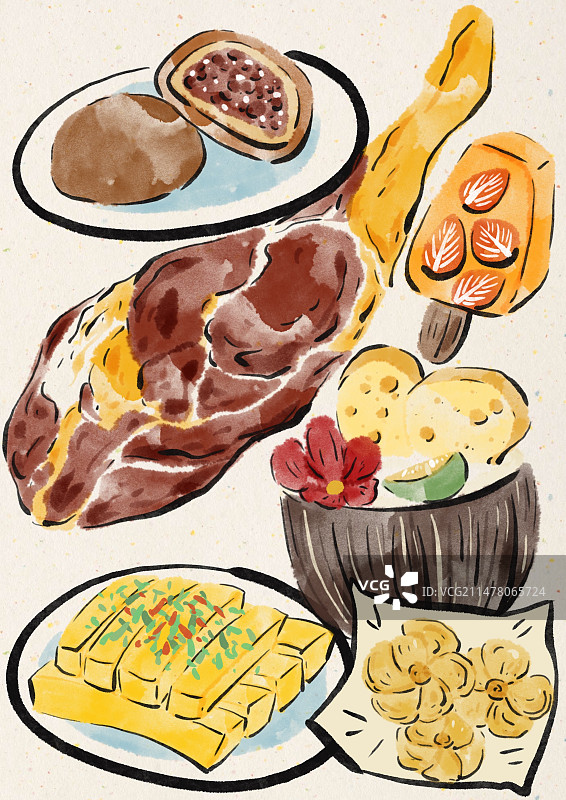 水墨风云南美食插画图片素材