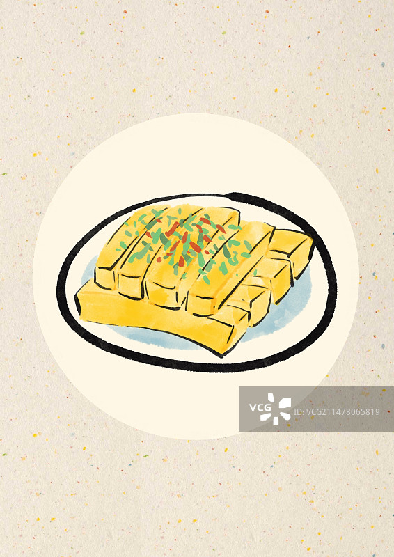 水墨风云南美食插画-豌豆粉图片素材