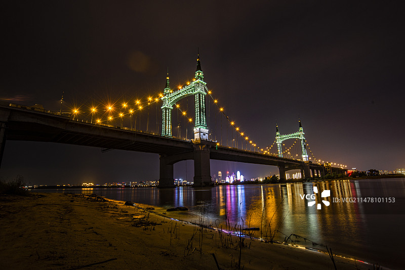 阳明滩大桥夜景图片素材
