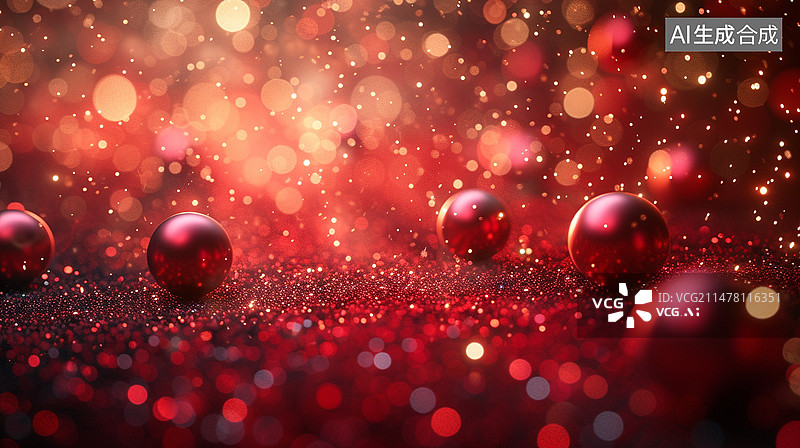 【AI数字艺术】红色球体喜庆背景图片素材
