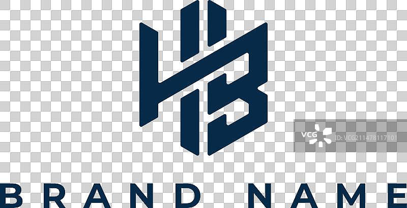 抽象六边形HB或BH首字母Logo图片素材