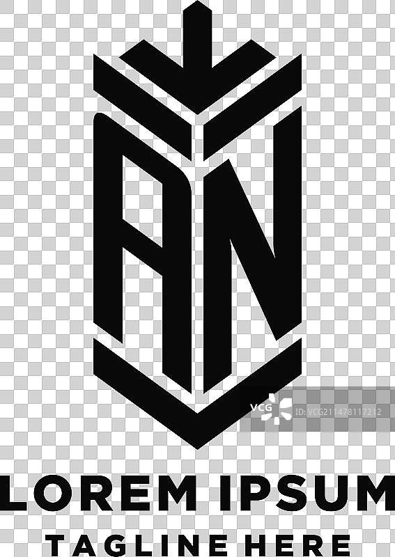 AN字母盾牌创意首字母标志设计图片素材