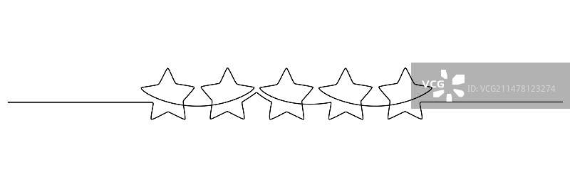连续线条画：五星评级图片素材