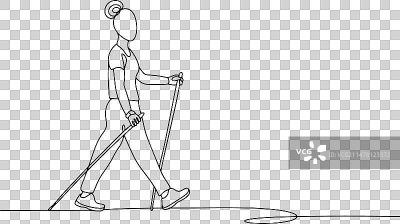 北欧式健走女人线条图片素材