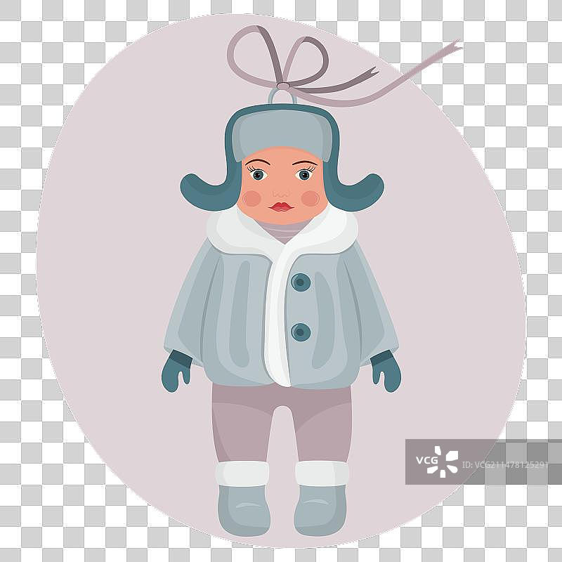 戴帽子和暖皮大衣的男孩圣诞玩具图片素材