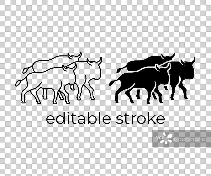 动物迁徙轮廓和线性设计图片素材