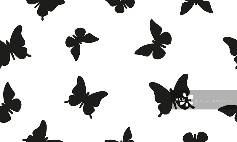 黑色剪影蝴蝶无缝图案图片素材