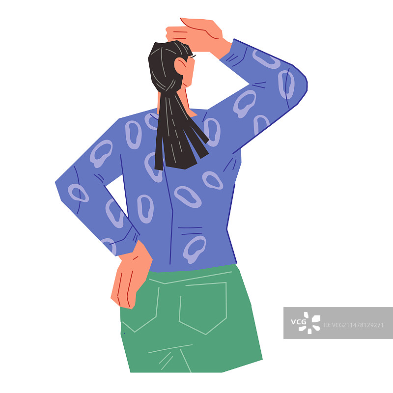女人背对着观看图片素材
