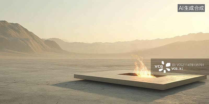 【AI数字艺术】日落时群山对天的景色图片素材