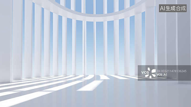 【AI数字艺术】白色背景，白色，背景，汽车广告背景图，艺术中心建筑室内，现代建筑室内空间图片素材