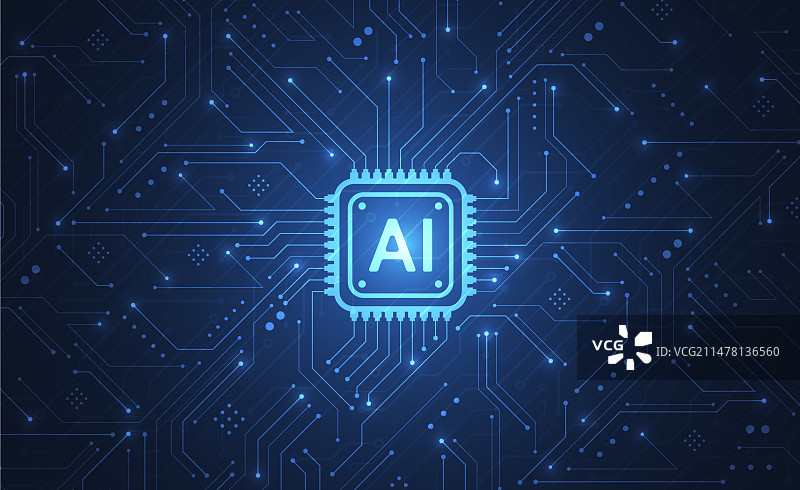 电路板上的人工智能芯片组图片素材