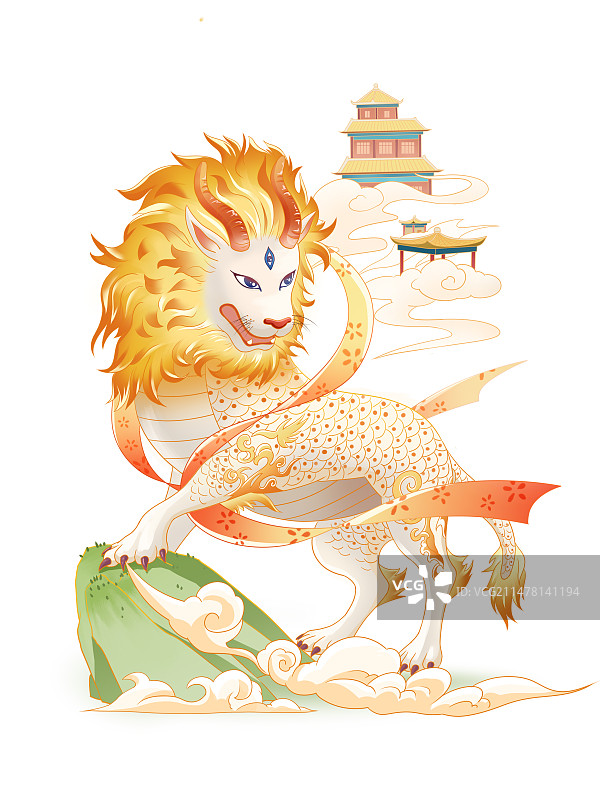 上古神兽古风狮子白泽图片素材