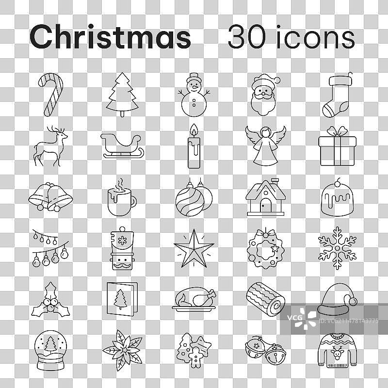 30个圣诞节图标图片素材
