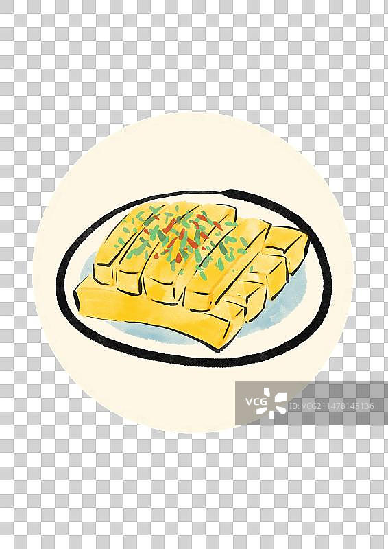 水墨风云南美食插画元素-豌豆粉图片素材