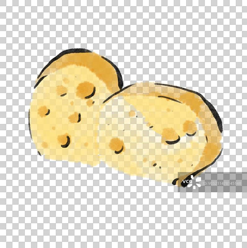 水墨风云南美食插画元素-泡鲁达图片素材