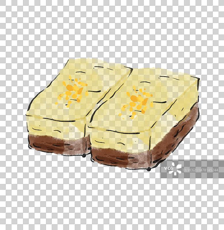 水墨风云南美食插画元素-松糕图片素材