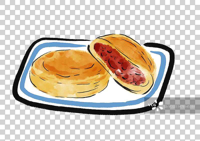 水墨风云南美食插画元素-鲜花饼图片素材