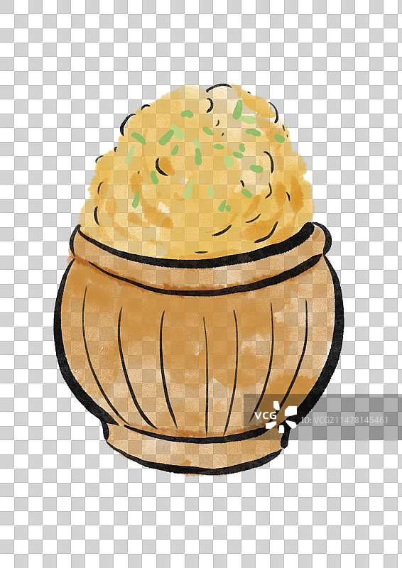 水墨风云南美食插画元素-洋芋粑粑图片素材