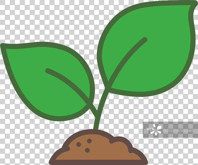 线条填充风格的土壤植物图标设计图片素材