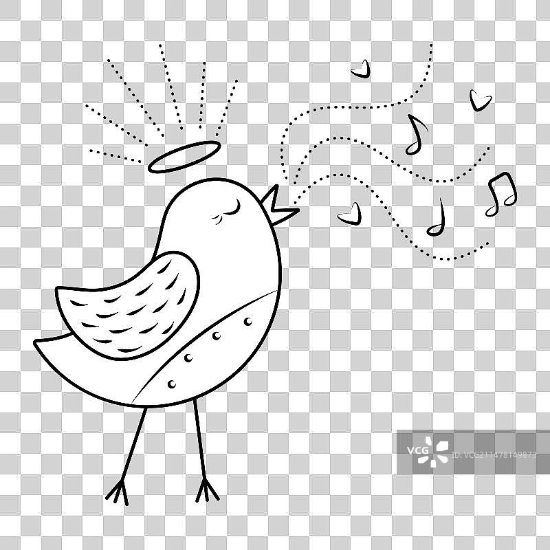 黑白夜莺鸣叫图片素材