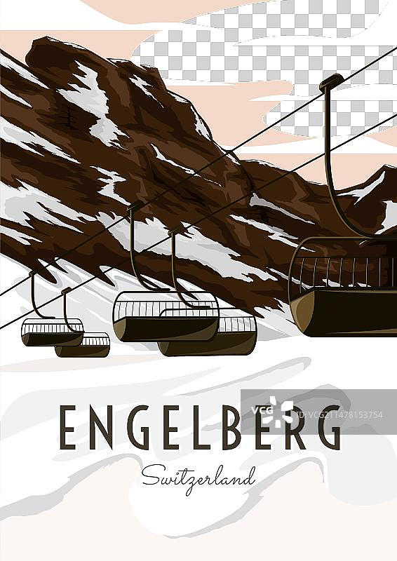 冬季恩格尔贝格瑞士海报设计图片素材