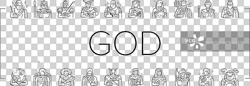 希腊神话古代图标集图片素材