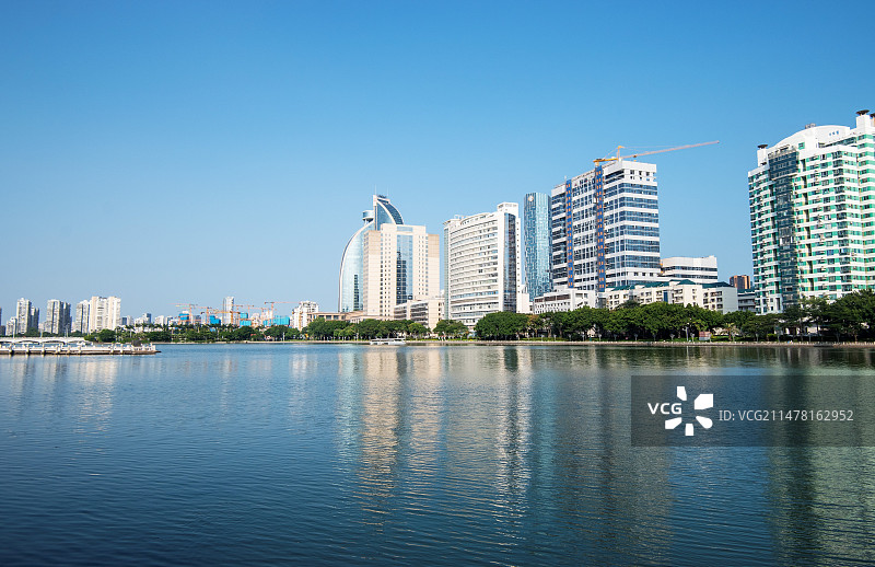 黄昏的福建厦门白鹭洲风光图片素材