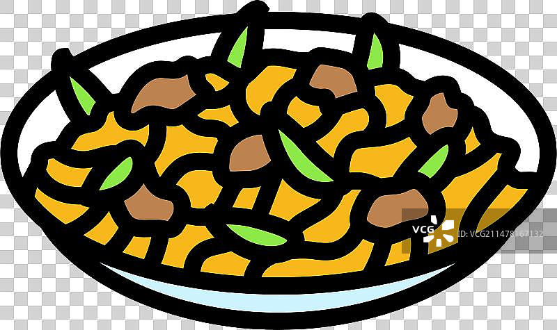 炒面中式美食彩色图标图片素材