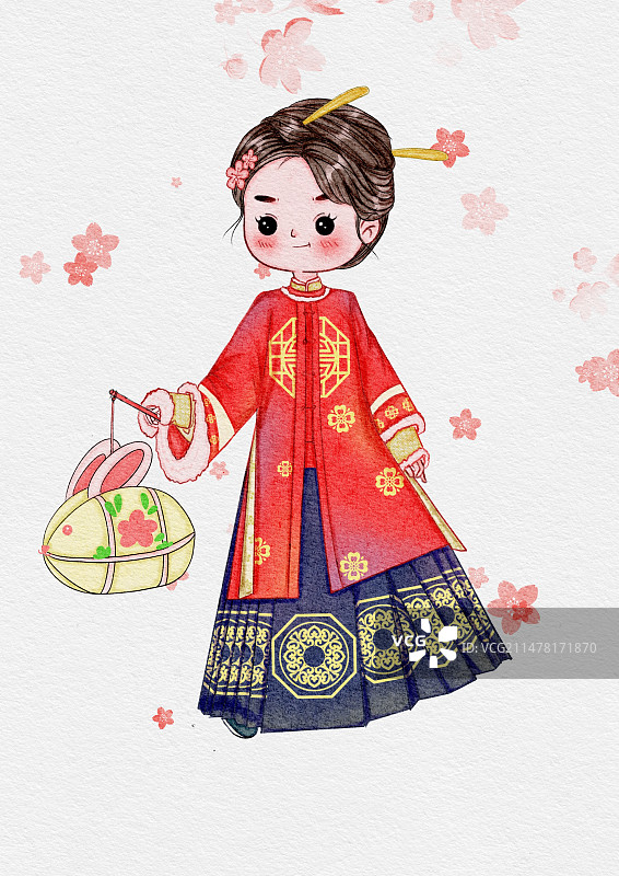 新年古风插画图片素材