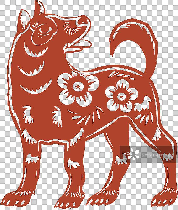 剪纸十二生肖之戌狗元素图片素材