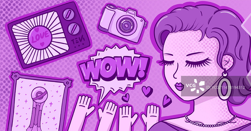 潮流时尚人物描边插画图片素材