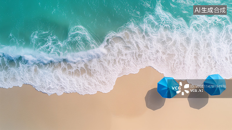 【AI数字艺术】大海海洋海浪沙滩航拍图片素材
