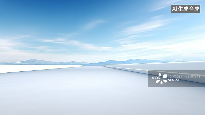 【AI数字艺术】蓝天下的雪山和大片雪地图片素材