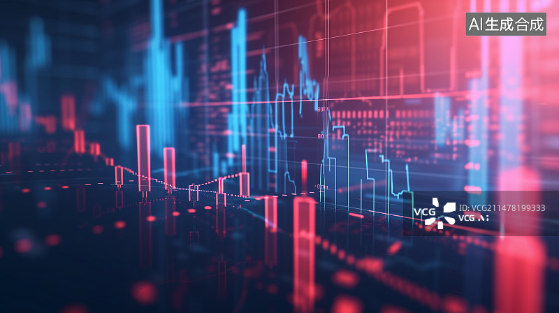 【AI数字艺术】金融市场红蓝图图片素材