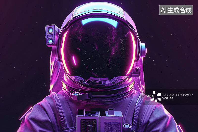 【AI数字艺术】空宇航员和头盔的特写图像，世界航天日3D渲染场景插图图片素材