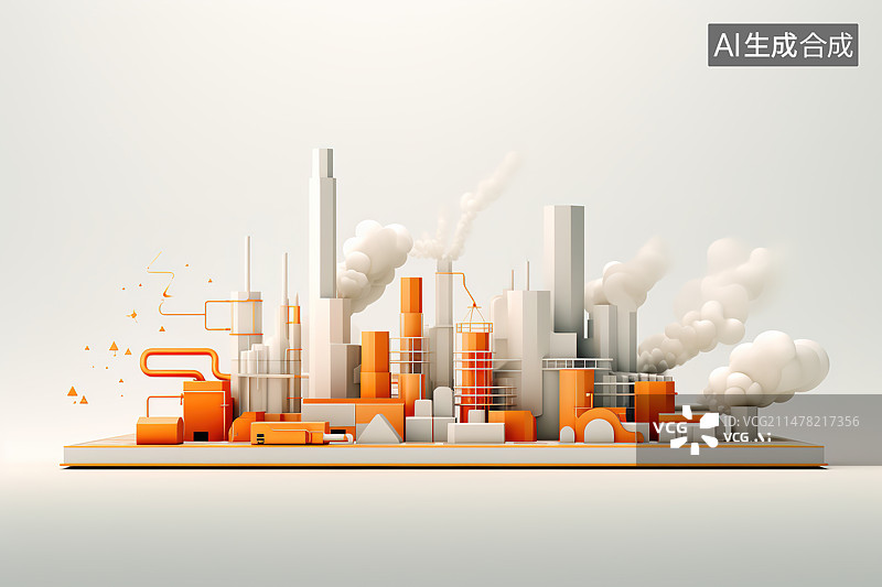 【AI数字艺术】3D工厂白色背景图片素材