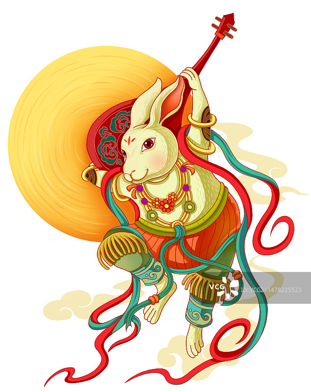 反弹琵琶飞天玉兔图片素材